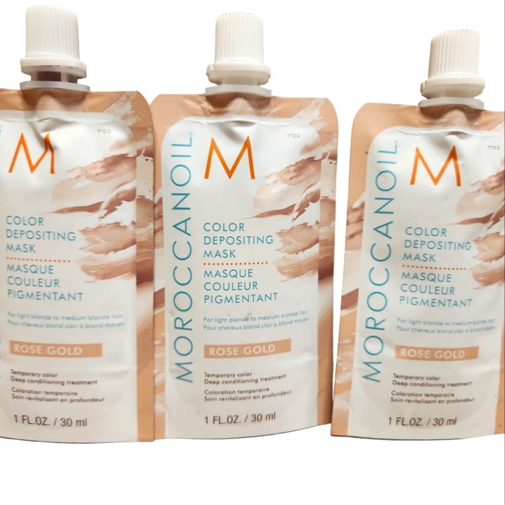 Moroccanoil Color Depositing Mask, 1 ounce packet, Rose Gold, Lot of 3
